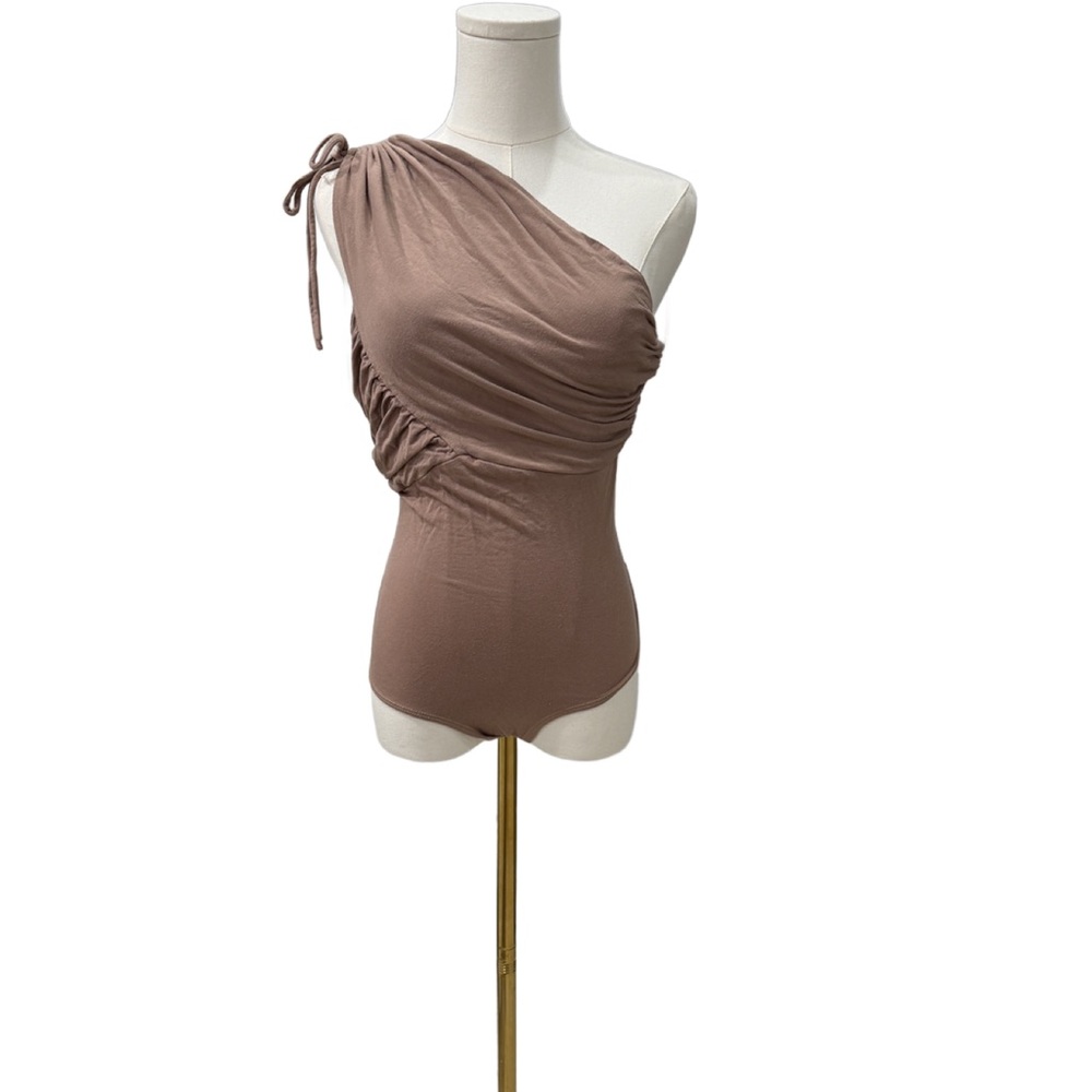 Fashion Nova One-Shoulder Brown Bodysuit | Size L